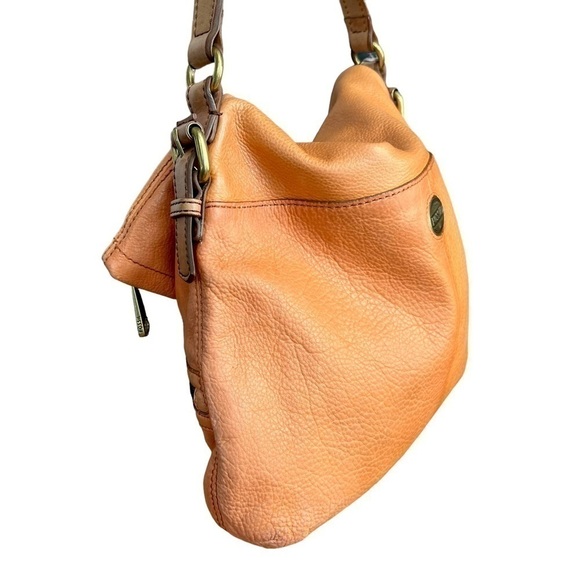 FOSSIL Explorer Fold Over Crossbody Leather Distressed Orange Bag Purse VINTAGE - Picture 5 of 15